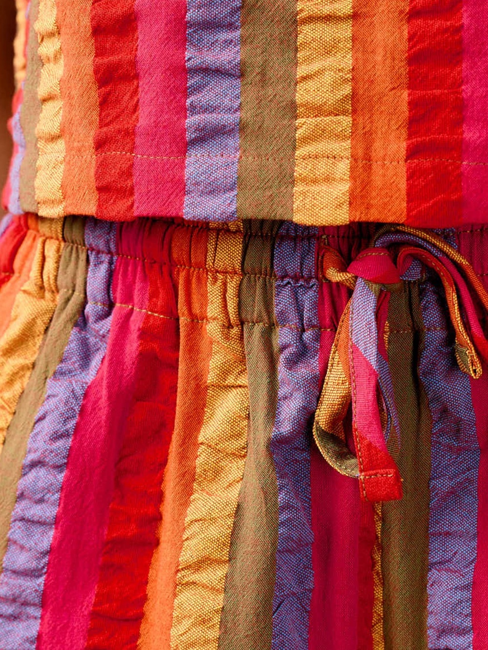Lucy & Yak - Norris - Wide Leg Cotton Trousers in Wide Rainbow Stripe - Picture 4 of 8
